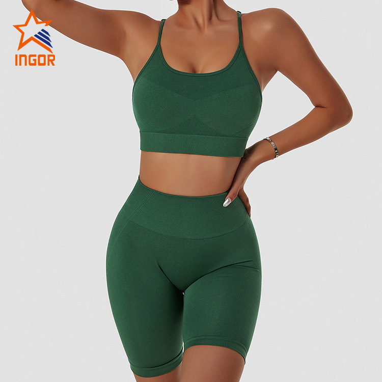 Ingor Sportswear シームレス ハイウエスト アウトドア 女性用 タイト 通気性 バットリフティング ランニング バイカー スポーツ ショーツ 6
