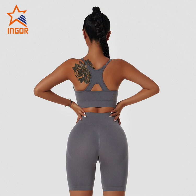 Ingor Sportswear シームレス ハイウエスト アウトドア 女性用 タイト 通気性 バットリフティング ランニング バイカー スポーツ ショーツ 9