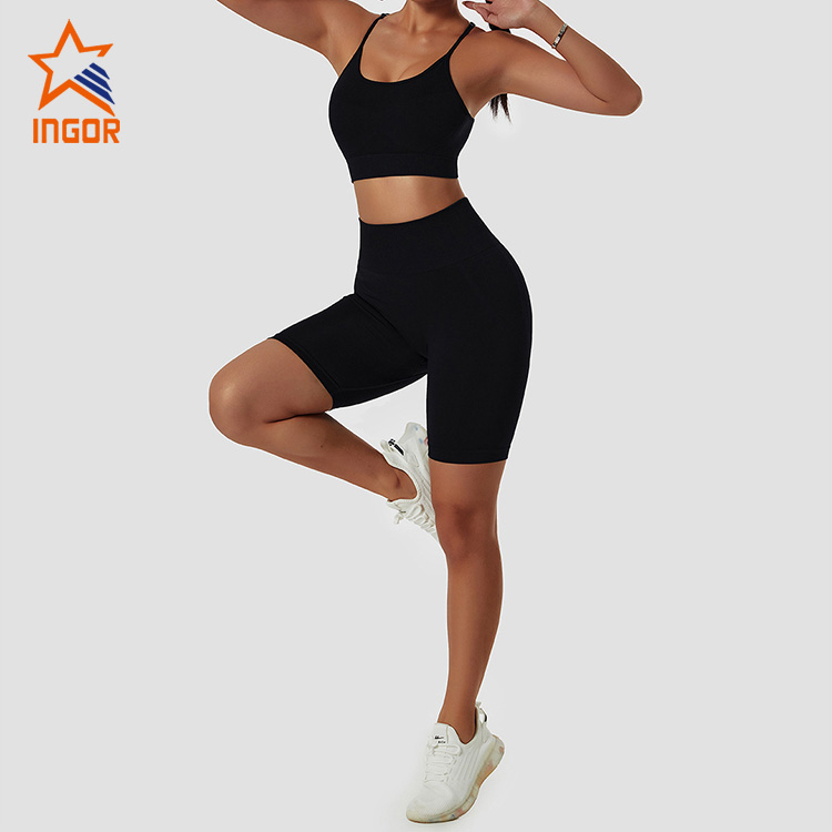 Ingor Sportswear シームレス ハイウエスト アウトドア 女性用 タイト 通気性 バットリフティング ランニング バイカー スポーツ ショーツ 10