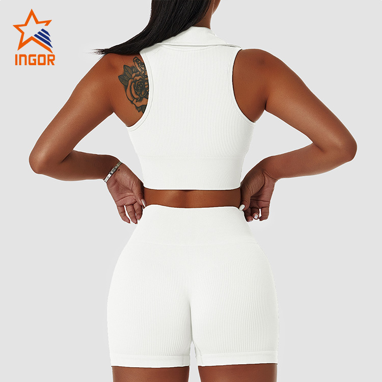 Ingor Sportswear Custom Apparel Bezszwowy biustonosz do jogi o wysokiej udarności Odporny na wstrząsy sportowy biustonosz do biegania z kołnierzem 9