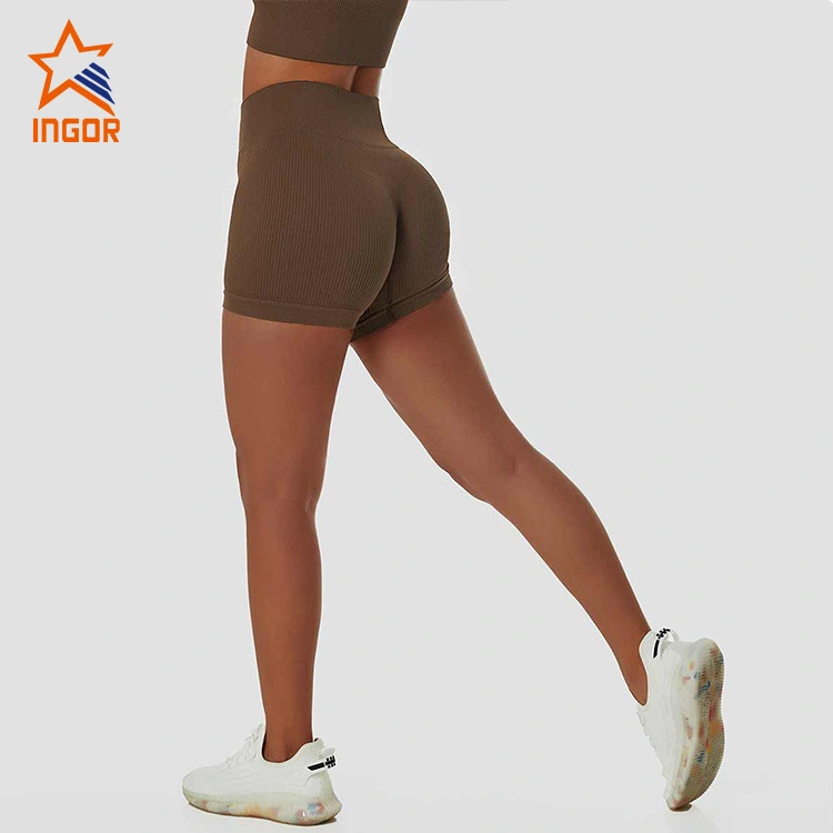 Ingor Sportswear Custom Activewear Nahtlose hochelastische Laufsport-Fitnesshose Butt Lifting High Waist Biker Shorts 1