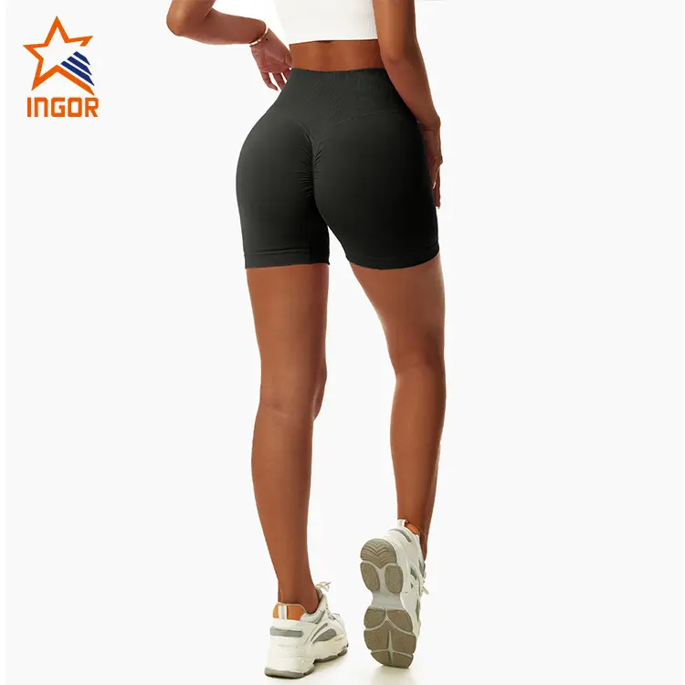 Ingor Sportswear Custom Fitness Apparel Butt Lifting Yoga Shorts Elastic High Waist Running Fitness Shorts Tight Seamless Sports Shorts6 6