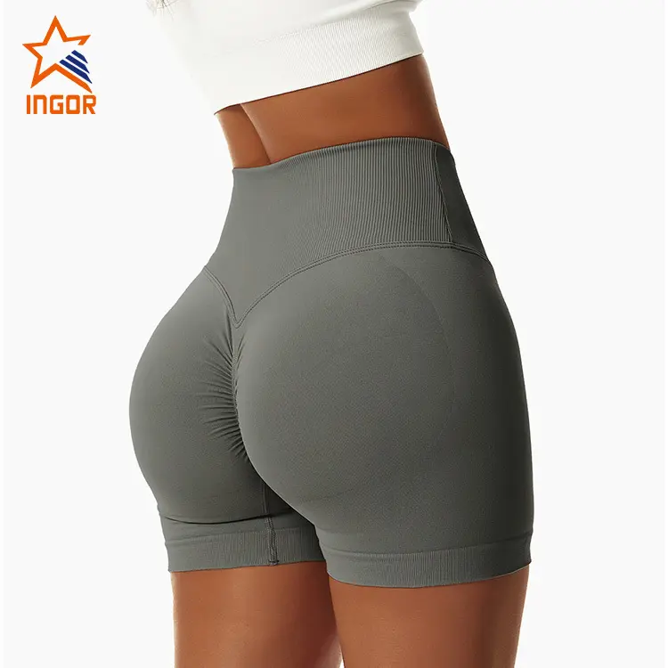 Ingor Sportswear Custom Fitness Apparel Butt Lifting Yoga Shorts Elastic High Waist Running Fitness Shorts Tight Seamless Sports Shorts6 7