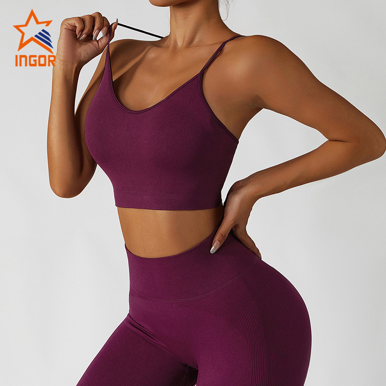 Ingor Sportswear Custom Gym Wear Manufacturers Seamless Sports Bra & Ribbed Butt Lifting Legging Yoga Sets 9
