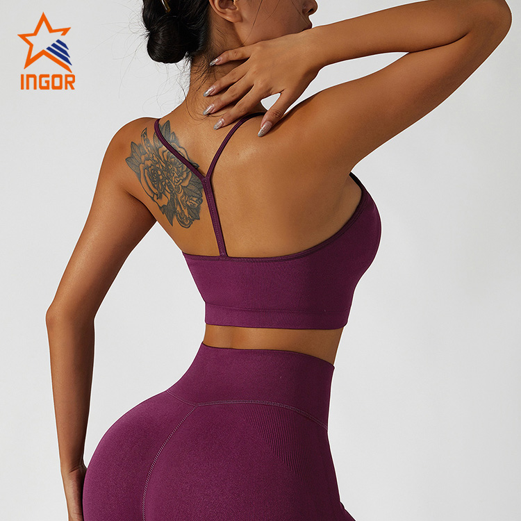 Ingor Sportswear Custom Gym Wear Manufacturers Seamless Sports Bra & Ribbed Butt Lifting Legging Yoga Sets 10