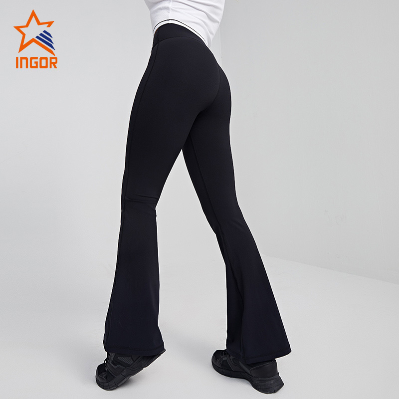 Ingor Sportswear – vêtements de sport de marque privée pour femmes, pantalons Legging évasés à taille haute personnalisés 2