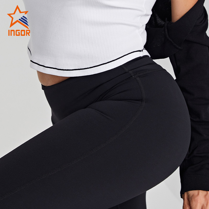 Ingor Sportswear – vêtements de sport de marque privée pour femmes, pantalons Legging évasés à taille haute personnalisés 4
