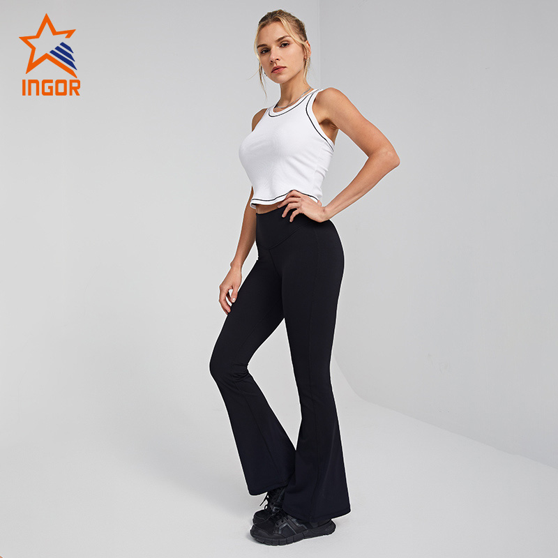 Ingor Sportswear – vêtements de sport de marque privée pour femmes, pantalons Legging évasés à taille haute personnalisés 9