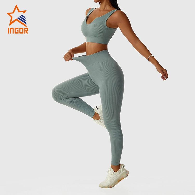 Ingorsports カスタム フィットネス アパレル レディース シームレス ヨガ ブラ & スポーツ レギンス セット 1