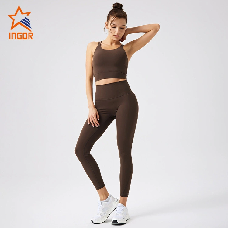 Ingorsports Activewear Apparel Manufacturers X Back Strape Crop Top & Legging-Sportsets mit hohem Bund und 7/8-Länge 1