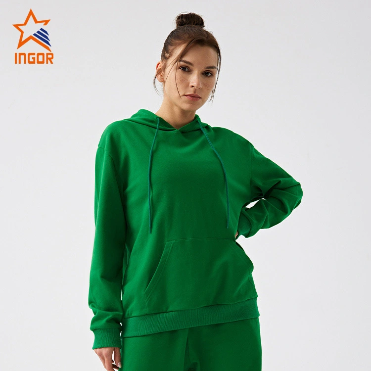 Ingorsports-sudaderas con capucha unisex de tela sostenible reciclada para mujer, fabricantes de ropa deportiva de talla grande, personalizadas, con bolsillo canguro 1