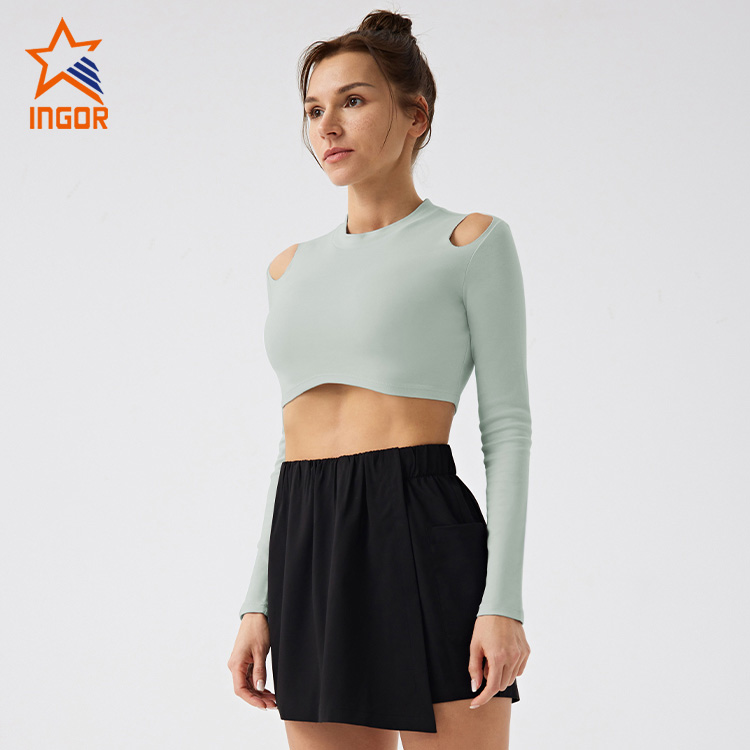 Ingorsports Activewear Bekleidungshersteller, maßgeschneidertes Damen-Crop-T-Shirt aus Bio-Baumwollstoff 5