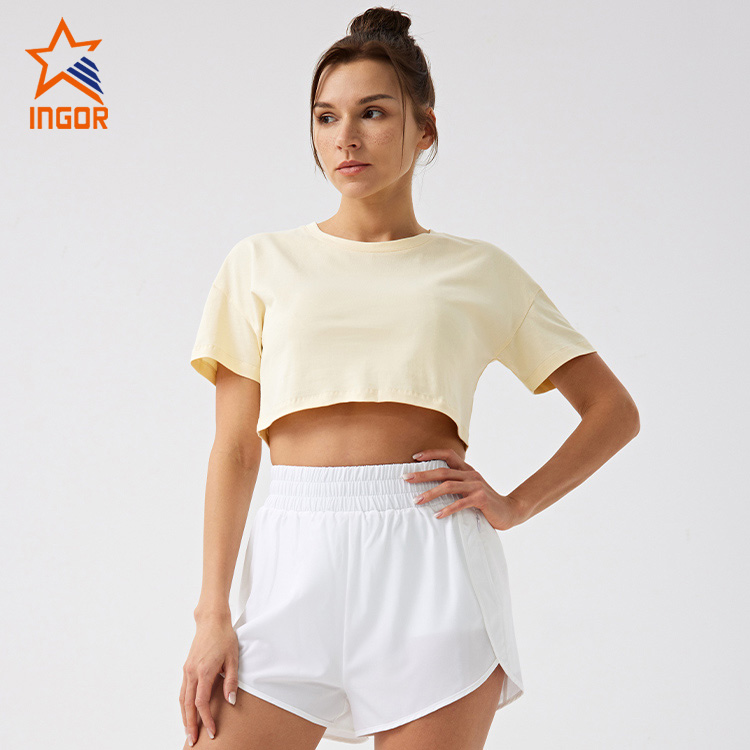 Ingorsports Fitnessbekleidungshersteller Custom Activewear Damen Loose Classic Crop Top 4