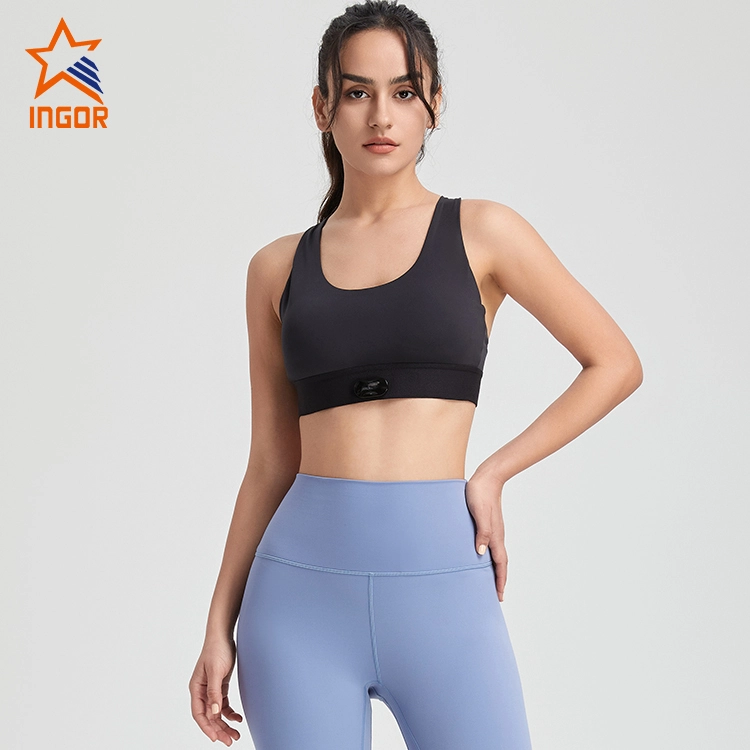 Produttori di abbigliamento da palestra personalizzato Ingorsports Reggiseno sportivo da donna con scollo a U e cinghie posteriori 1