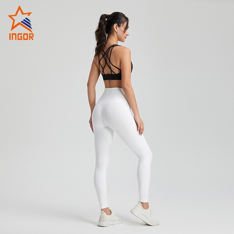 Ingorsports Производители спортивной одежды на заказ Женские базовые лямки на спине Спортивный бюстгальтер & Леггинсы с высокой талией Наборы для йоги 2