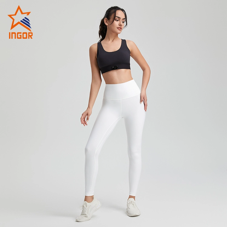 Ingorsports Fabricantes de ropa de gimnasia Sujetador deportivo con correas traseras básicas para mujer personalizado & Conjuntos de yoga con polainas de cintura alta 1