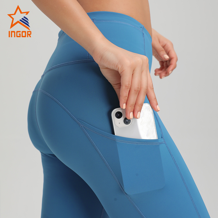 INGOR SPORTSWEAR womens blue gym leggings wholesale for yoga 5