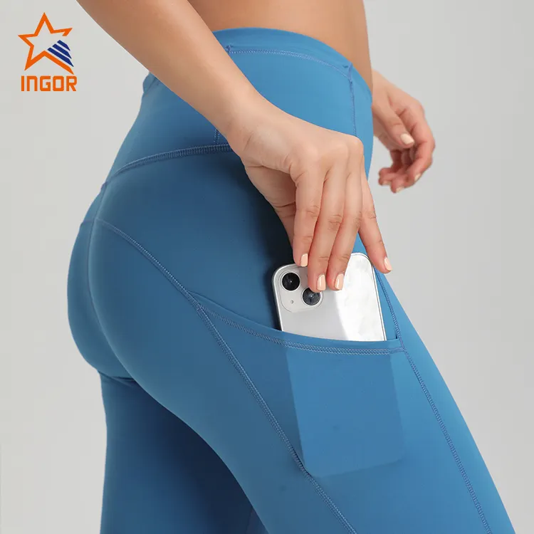 INGOR SPORTSWEAR womens blue gym leggings wholesale for yoga 5