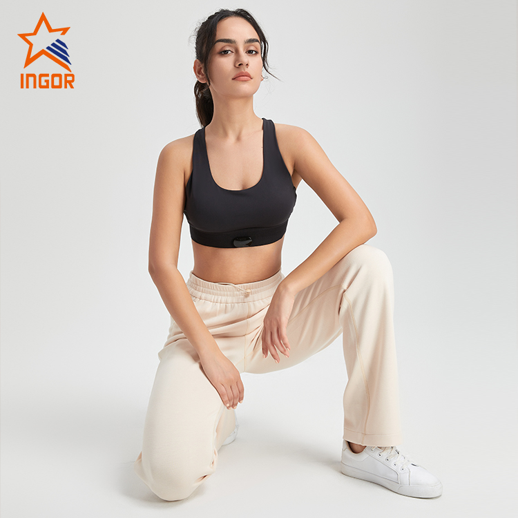Ingorsports Одежда для фитнеса на заказ Женская спортивная одежда Базовый спортивный бюстгальтер & Брюки для бега с карманами Комплект для бега 8