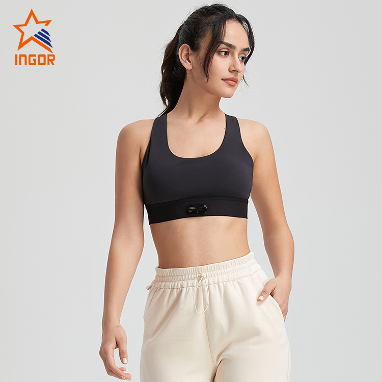 Ingorsports Одежда для фитнеса на заказ Женская спортивная одежда Базовый спортивный бюстгальтер & Брюки для бега с карманами Комплект для бега 6