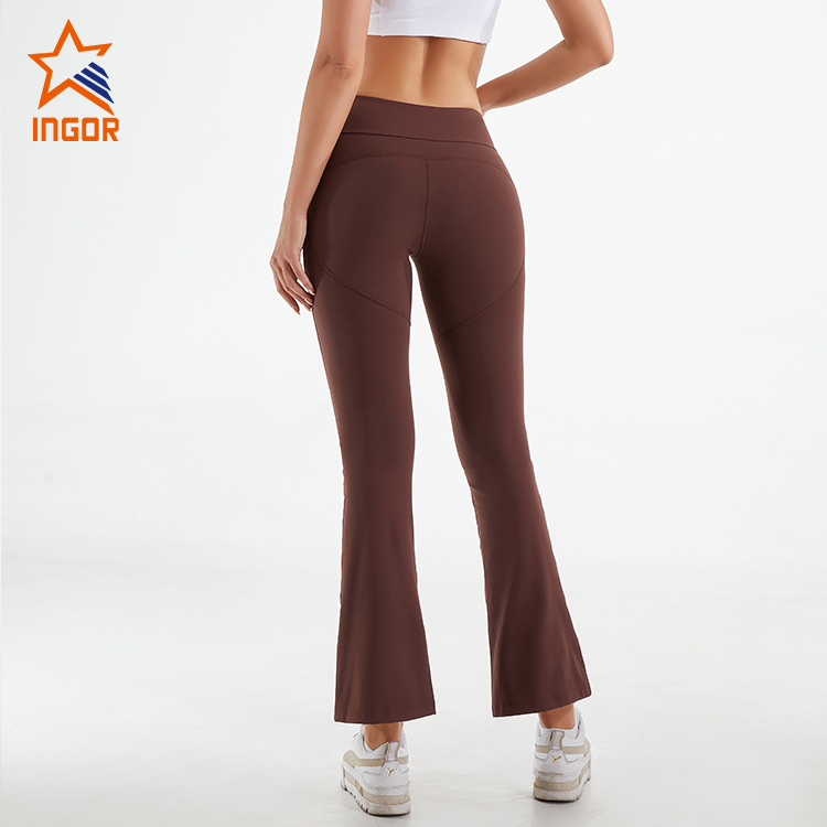 Ingorsports Private Label Athletic Wear Custom Women Casual Flared Leggings Pants With Pockets Design 4