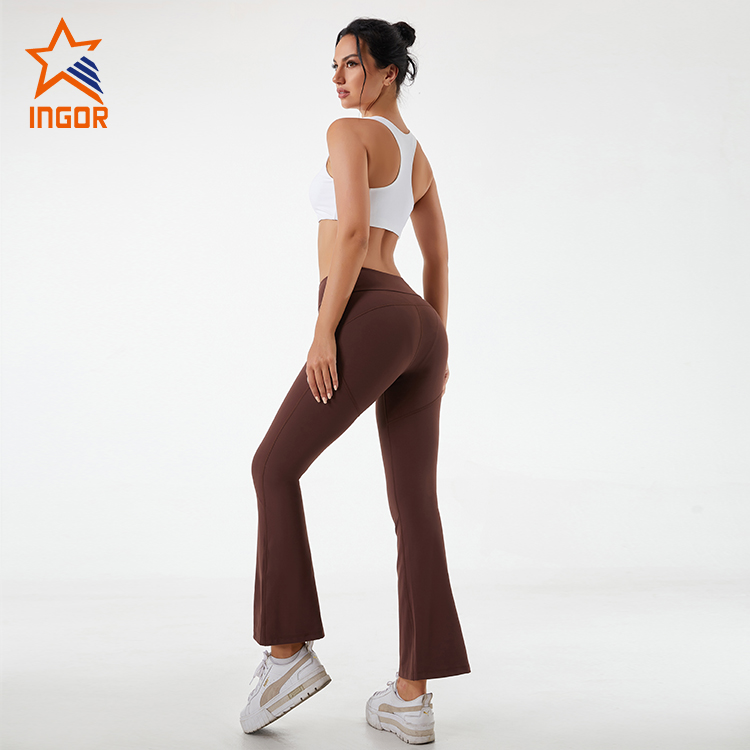 Ingorsports Private Label Athletic Wear Custom Women Casual Flared Leggings Pants With Pockets Design 6