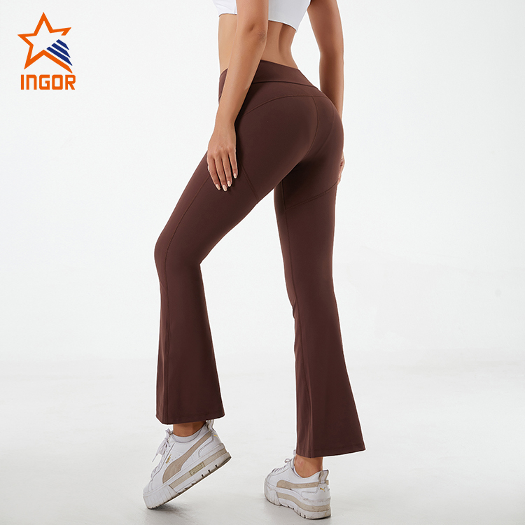 Ingorsports Private Label Athletic Wear Custom Women Casual Flared Leggings Pants With Pockets Design 5