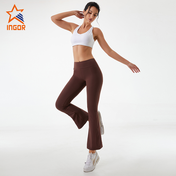 Ingorsports Private Label Athletic Wear Custom Women Casual Flared Leggings Pants With Pockets Design 8