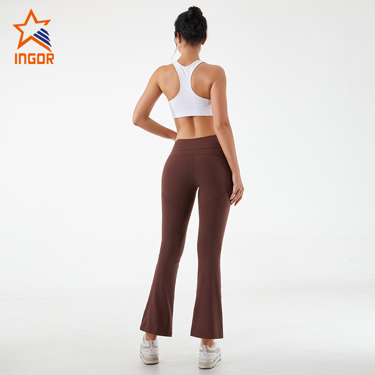 Ingorsports Private Label Athletic Wear Custom Women Casual Flared Leggings Pants With Pockets Design 9