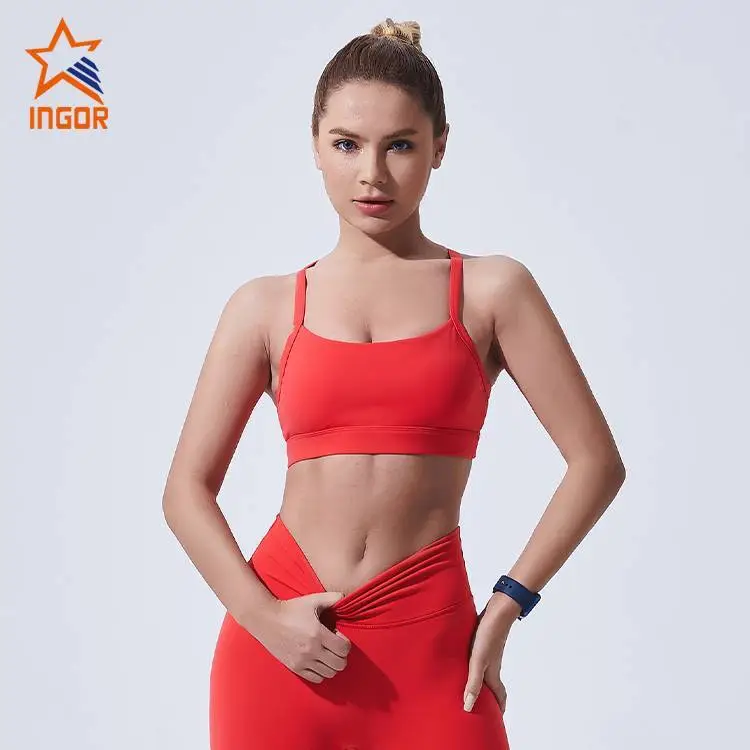 Produttori di abbigliamento da palestra Ingorsports Reggiseno yoga sportivo di base per donna personalizzato 1