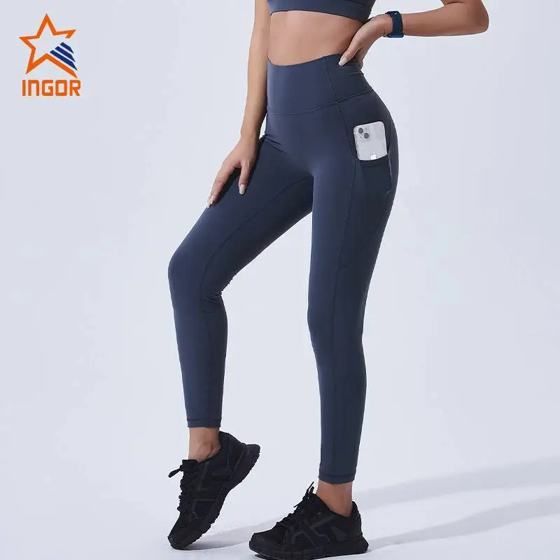 Ingorsports Workout Apparel Manufacturers Custom Women High Waist Yoga Leggings With Pockets 1