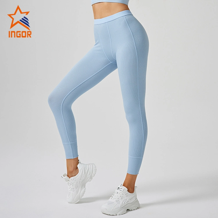 Ingor Sportswear ODM OEM レギンス サプライヤー カスタム女性弾性ウエストバンド リブ生地レギンス 1
