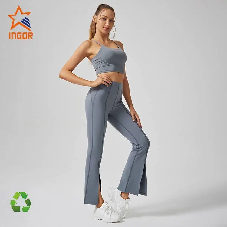 Fabricantes de ropa de gimnasia Ingorsports Sujetador deportivo para mujer & Conjuntos de mallas acampanadas 1