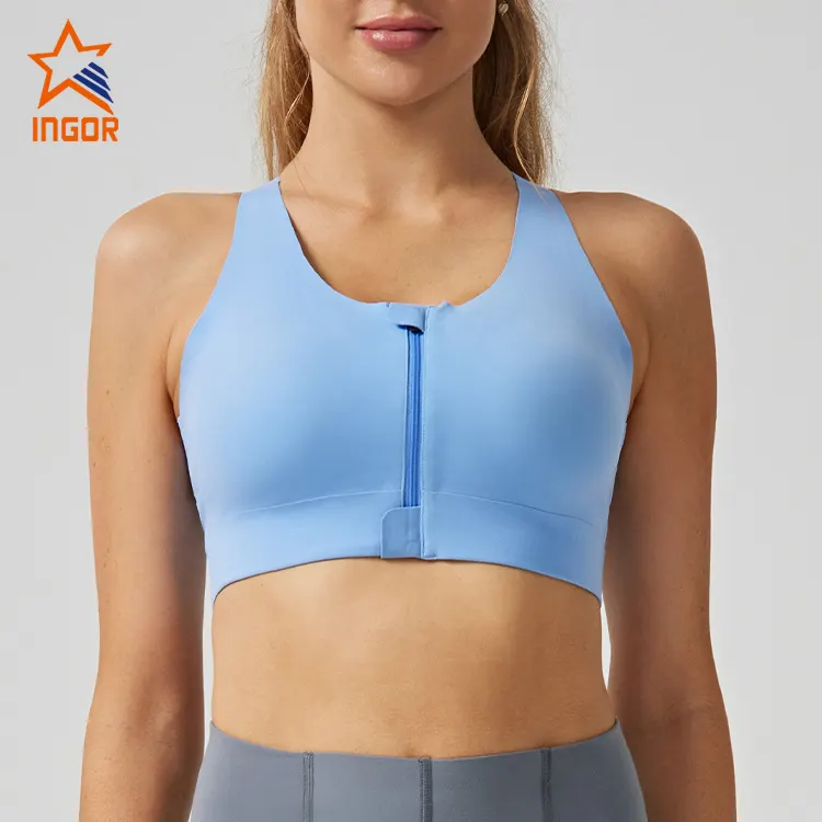 best front zip sports bra grey for ladies 5