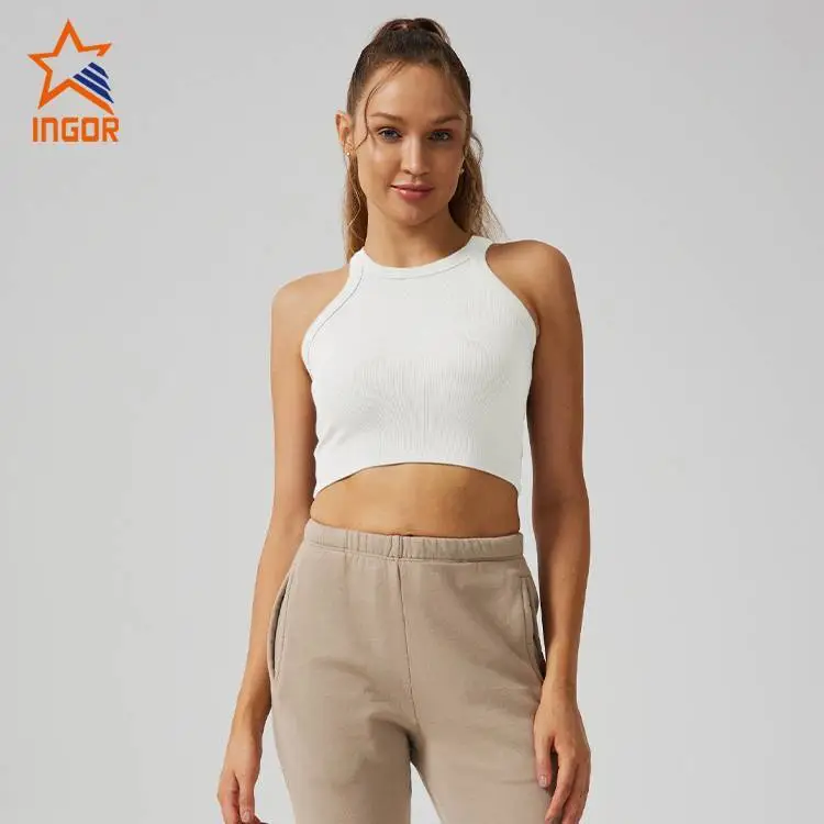 Ingorsports Gym Clothing Manufacturers Maßgeschneidertes geripptes Crop-Tanktop für Damen 1