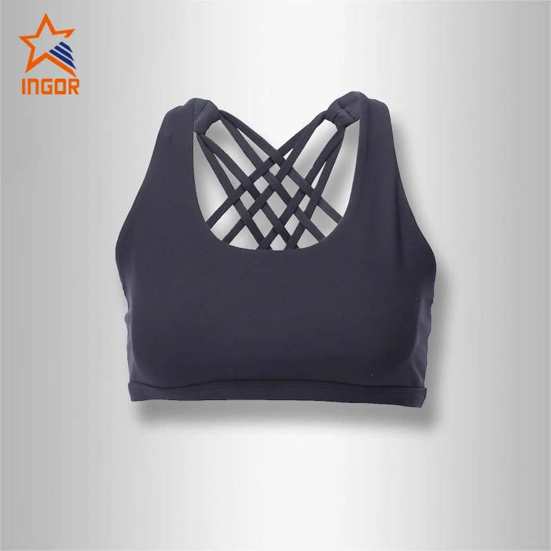 Reggiseno sportivo da donna imbottito nero Ingorsports Fashion 1