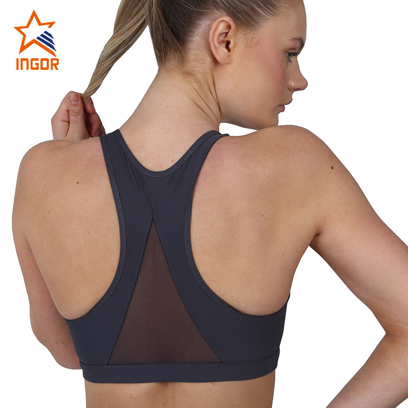 Ingorsports ODM Workout Yoga Set Women Racer Back Mesh Sexy High Impact Sports Bra And Yoga Pants Set 3