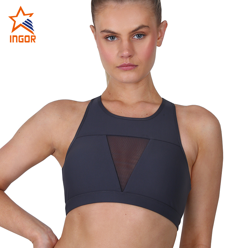 Ingorsports ODM Workout Yoga Set Women Racer Back Mesh Sexy High Impact Sports Bra And Yoga Pants Set 2