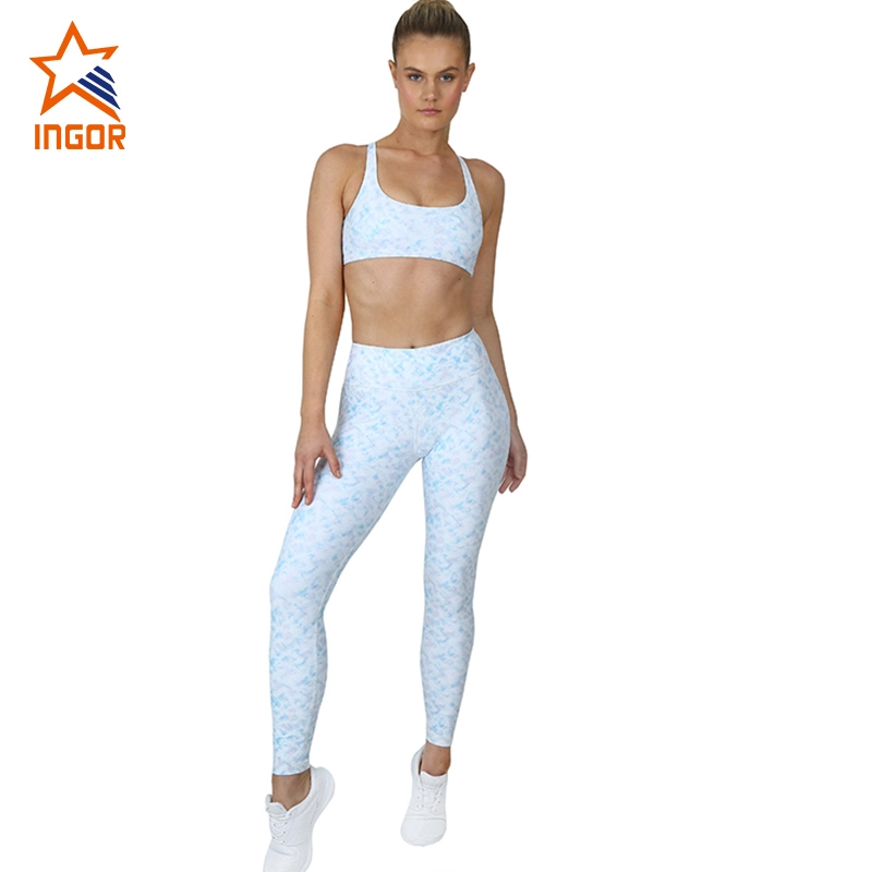 Ingorsports Wholesale Donna Gym Wear Leggings a vita alta vuoti e set di reggiseni sportivi con spalline superiori 1