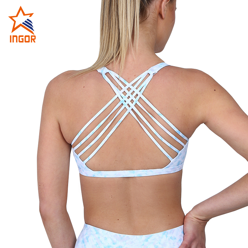Ingorsports Wholesale Women Gym Wear Blank High Waist Leggings And Top Strappy Sports Bra Set 4