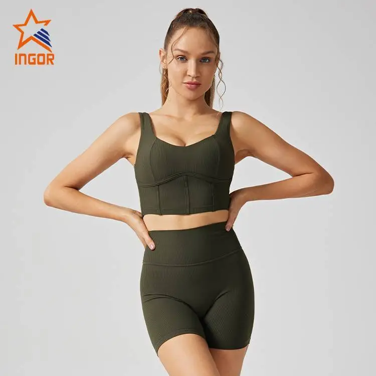 Produttori di abbigliamento da palestra Ingorsports Reggiseno sportivo corto da donna personalizzato 1