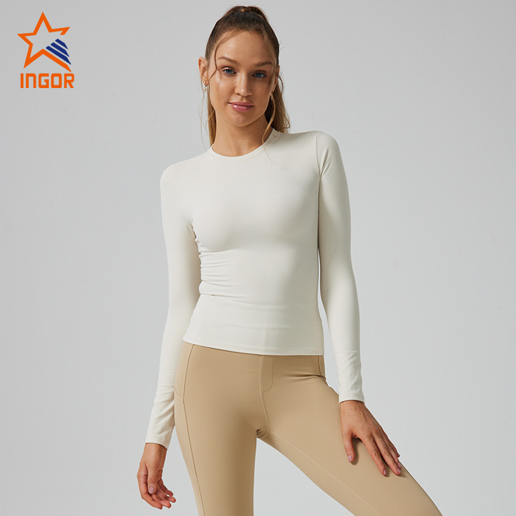 Fournisseur de vêtements d'entraînement Casual femmes manches longues T-shirts de base 4