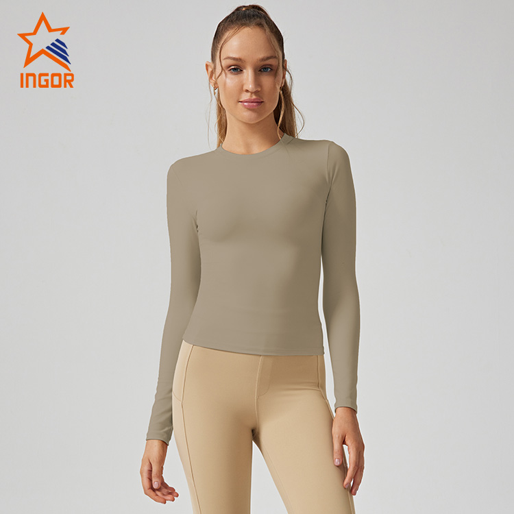 Fournisseur de vêtements d'entraînement Casual femmes manches longues T-shirts de base 6