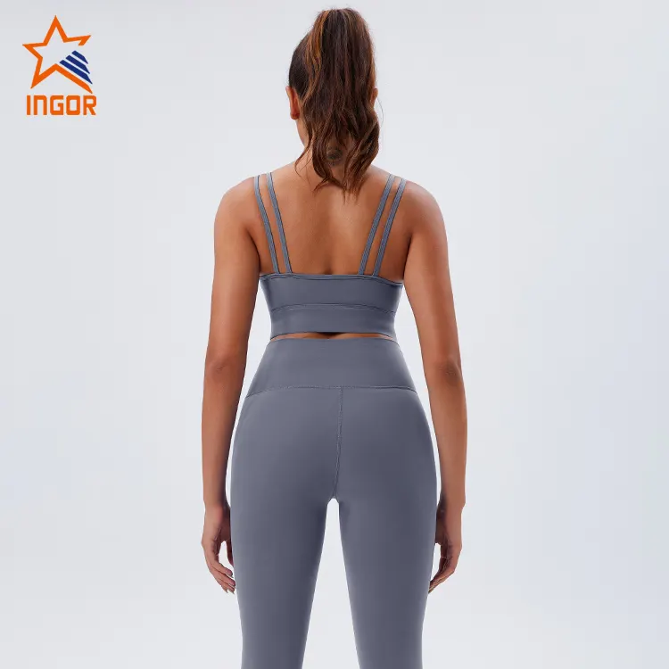 INGOR SPORTSWEAR strap front zip sports bra at the gym 4