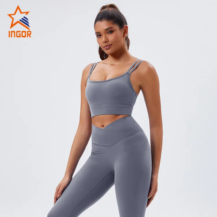 INGOR SPORTSWEAR strap front zip sports bra at the gym 6