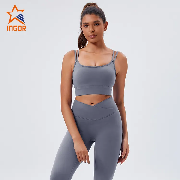 INGOR SPORTSWEAR strap front zip sports bra at the gym 5
