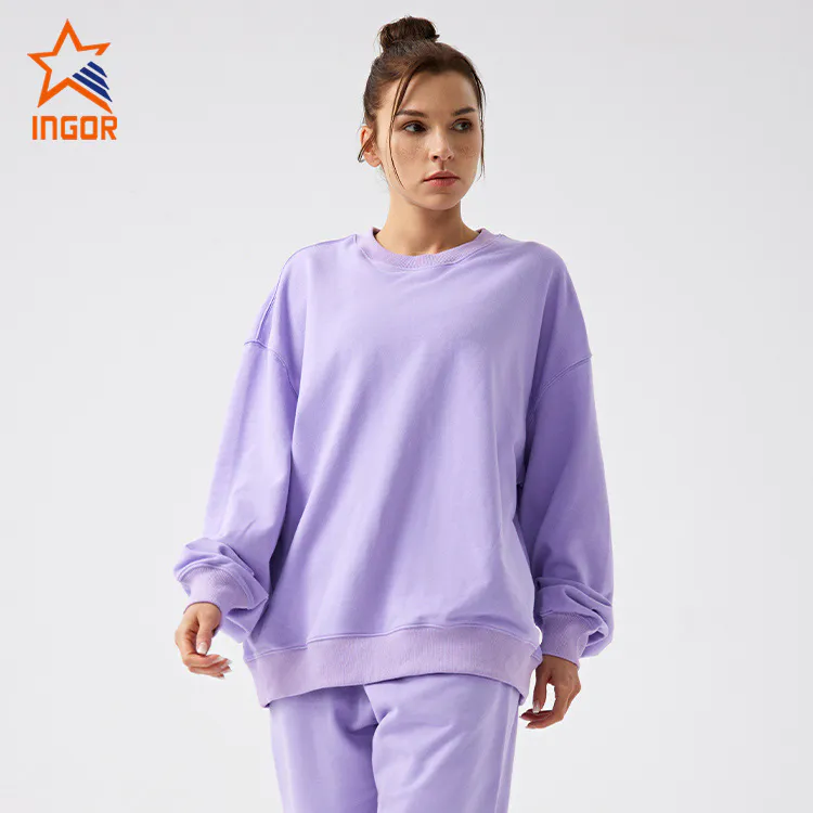 Ingorsports Plus Size Activewear Manufacturers Custom Women 100% Organic Cotton Over Size Casual Sweatshirt