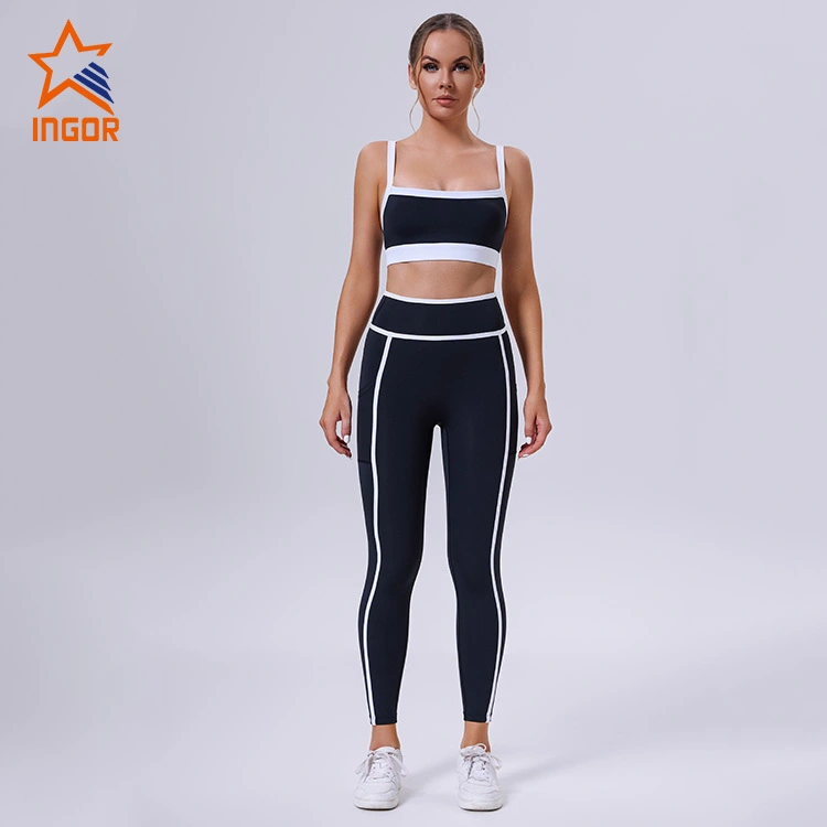 Las mujeres de encargo del ODM del OEM reciclaron los sistemas del sujetador + de las polainas de la yoga 2 PCS 1