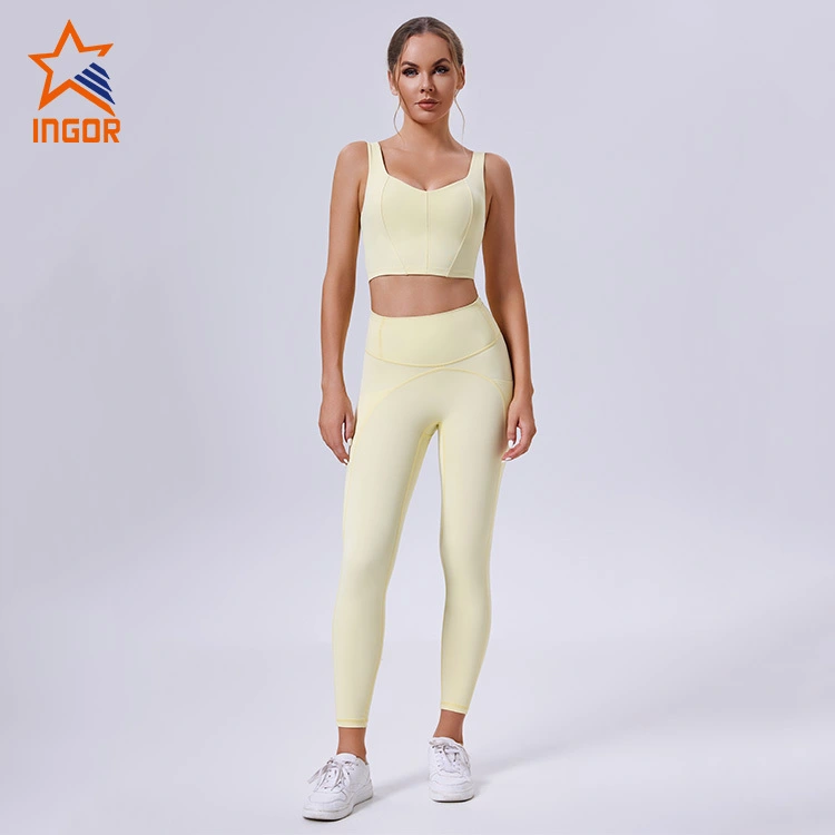 OEM ODM Custom Women Yoga Bra + Leggings 2PCS Sets Gym Apparel 1