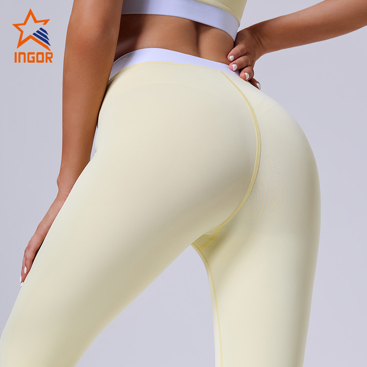 OEM ODM Custom Damen Kontrast-Yoga-BH + Cross-Leggings-Sport-Sets 9